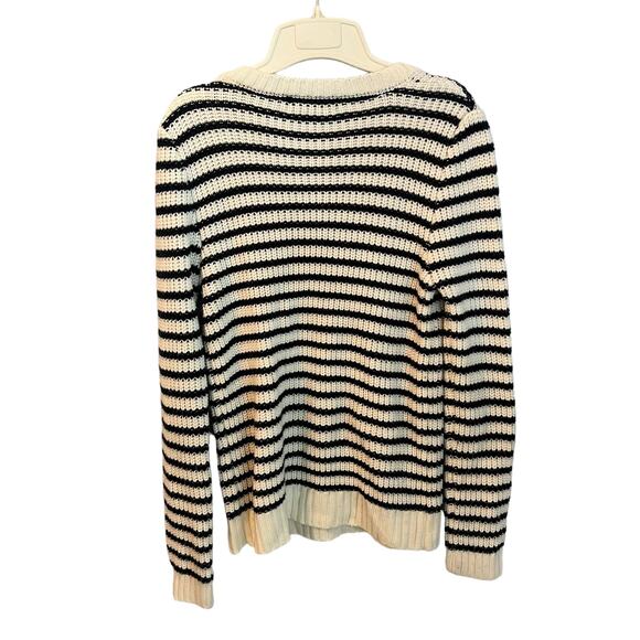 LE3NO Navy White Striped Sweater Size Large Preloved - Picture 3 of 12